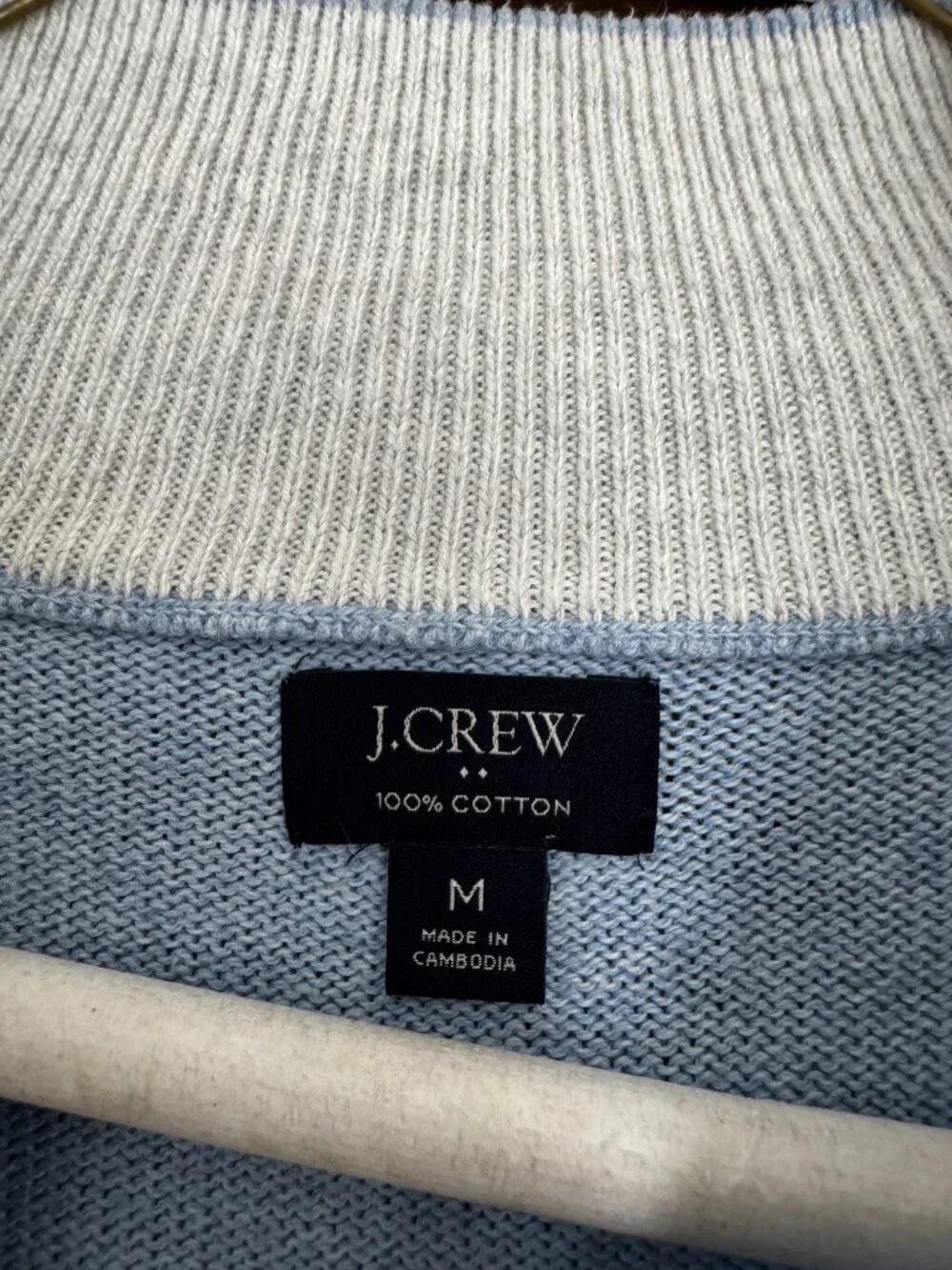 Men's Medium J. Crew Baby Blue Quarter-Zip Sweater
